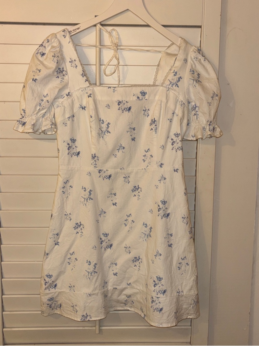 Altar'd State White Mini Dress with Blue Floral Print